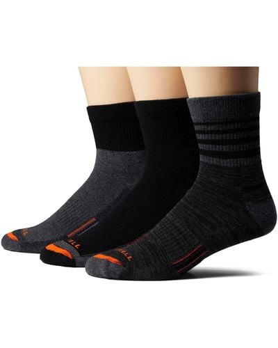 Merrell Adult's Merino Wool Work Socks-3 Pair Pack- Half Cushion Comfort And Arch Support - Black
