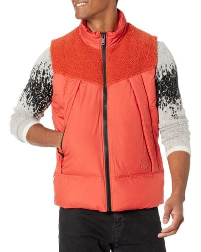 UGG Zoltan Sherpa Puffer Vest Coat - Red