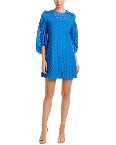 Laundry by Shelli Segal A-line Lace Dress With Full Sleeve - Blue