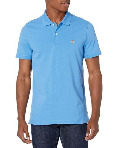 Brooks Brothers Kurzärmeliges Poloshirt aus Baumwoll-Piqué-Stretch mit Logo Polohemd - Blau