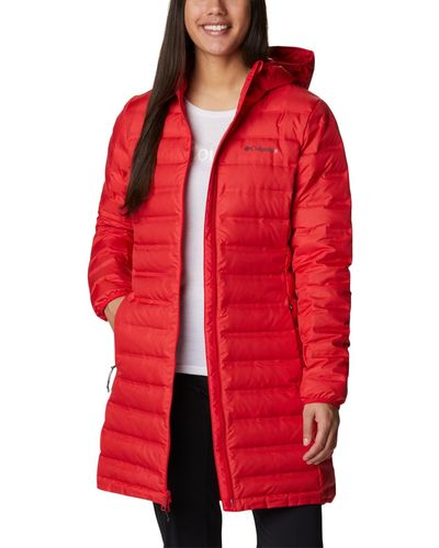 Columbia Lake 22 Down Long Hooded Jacket - Red