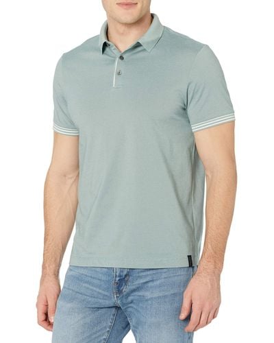 Perry Ellis Textured Slub Short Sleeve Polo Shirt - Green