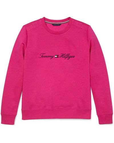 Tommy Hilfiger Adaptive Logo Sweatshirt With Velcro Brand Closures At Shoulders - Pink