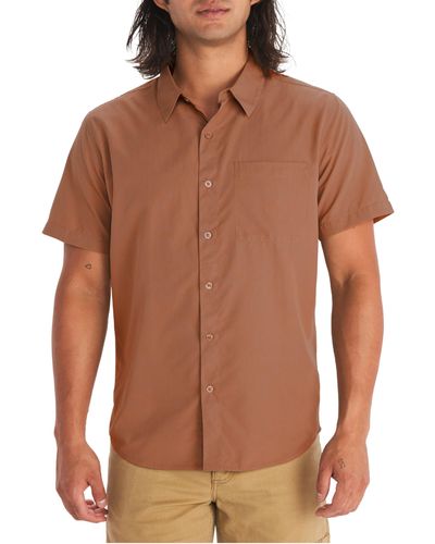 Marmot Aerobora Short Sleeve Button Down Shirt - Brown