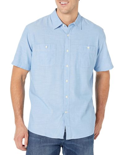Amazon Essentials Chambray-shirt Met Korte Mouwen - Blauw
