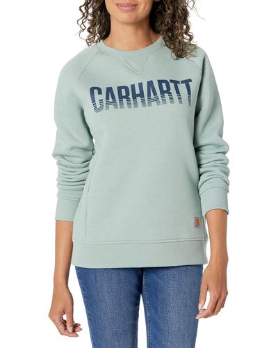 Carhartt Womens Midweight Relaxed Fit Graphic Crew Neck Sweatshirt Sweater - Blue