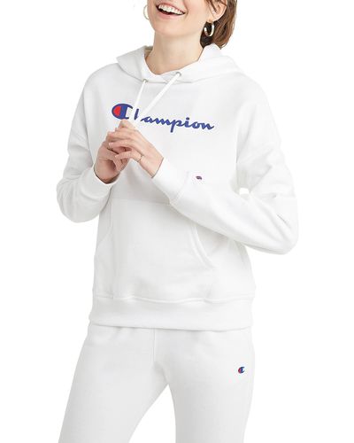 Champion , Powerblend, Fleece, Comfortable Hoodie Sweatshirt For , White Script, 1x Plus