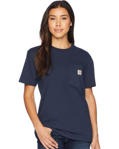 Carhartt S Loose Fit Heavyweight Short-sleeve Pocket Work Utility T-shirt - Blue