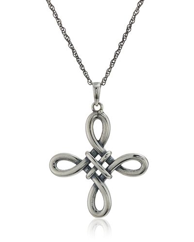 Amazon Essentials Oxidized Sterling Silver Celtic Knot Cross Womens Pendant Necklace - Black