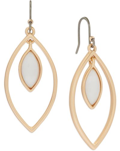 Lucky Brand Gold-tone Mother-of-pearl Marquise-shape Orbital Drop Earrings - Metallic