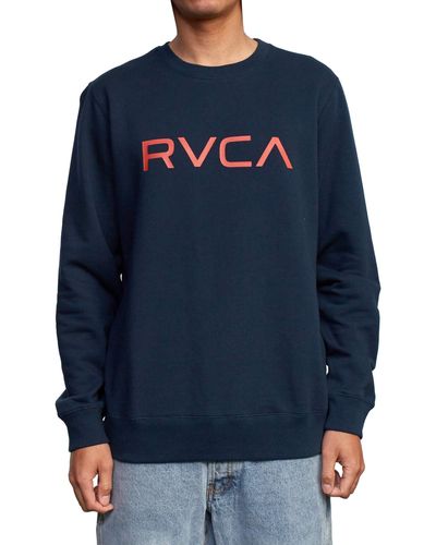 RVCA Graphic Fleece Crew Pullover Sweatshirt - Blue