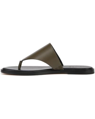 Vince S Ellis Leather Slip On Thong Sandal Militaire Green 8 M - Brown