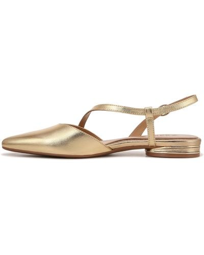 Naturalizer S Hawaii Pointed Toe Slingback Flats Dark Gold Metallic Leather 6 M - Natural