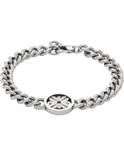 Emporio Armani Silver Stainless Steel Chain Bracelet - Metallic