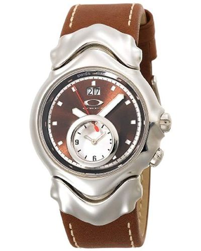 Oakley 10-267 Judge Ii Dual-time Leather Strap Edition Brown Dial Watch