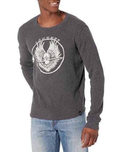 Lucky Brand Mens Journey Graphic Thermal Shirt - Gray