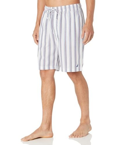 Nautica Soft Woven 100% Cotton Elastic Waistband Sleep Pajama Short - White