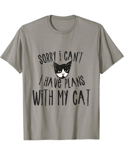 Caterpillar Sorry I Can't I Have Plans With My Cat Short Sleeve T-shirt - Gray