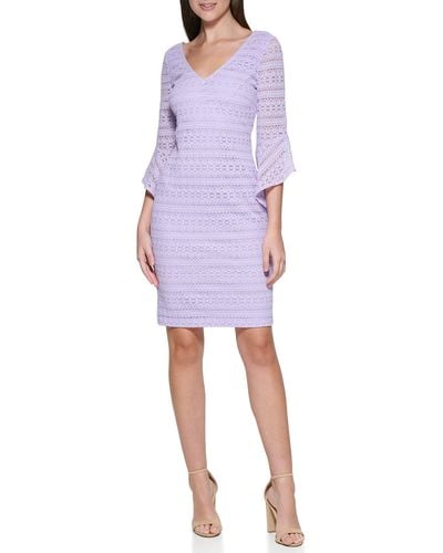 Kensie Womens Chiffon Long Sleeve Casual Dress - Purple