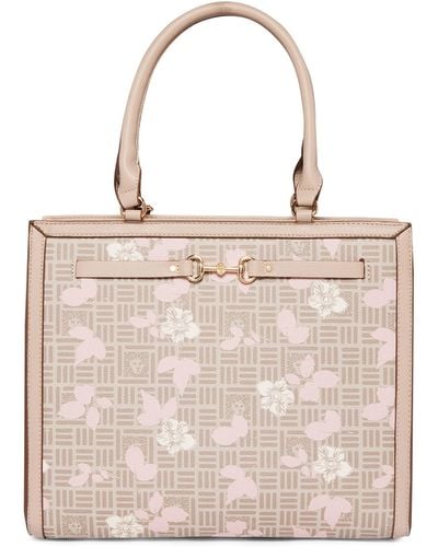 Anne Klein Medium Shopper Tote With Floral Overlay - Pink
