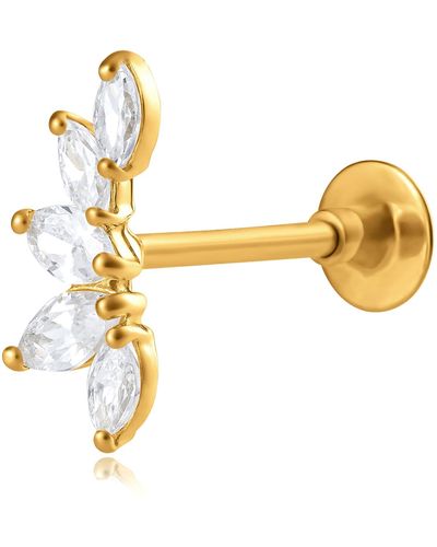 Amazon Essentials 14k Yellow Gold Marquis Flower Cubic Zirconia Cartilage Earring - Metallic