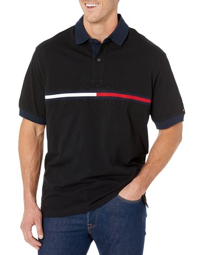 Tommy Hilfiger Big & Tall Short Sleeve Polo Shirt In Customs-fit - Black