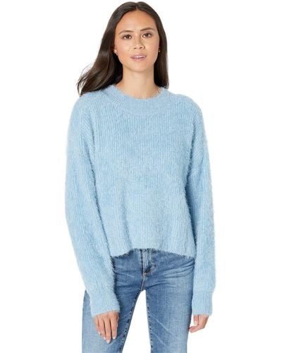 BCBGeneration Relaxed Long Sleeve Sweater Crew Neck Shirt - Blue