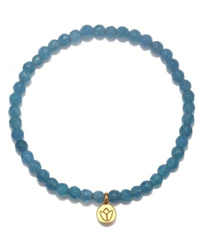 Satya Jewelry Angelite Gold Lotus Stretch Bracelet - Blue