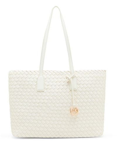 Anne Klein Woven Tote With Pouch - White
