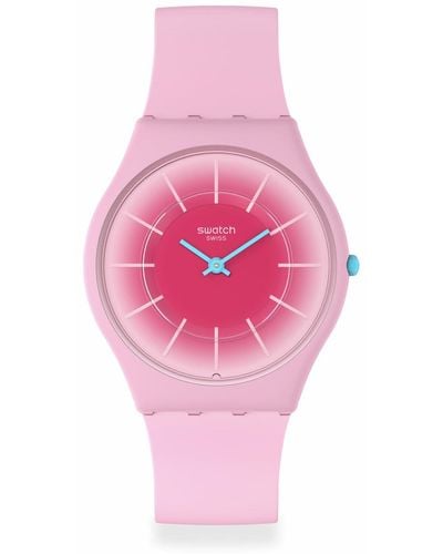 Swatch Casual Pink Watch Bio-sourced Material Quartz Radiantly Pink