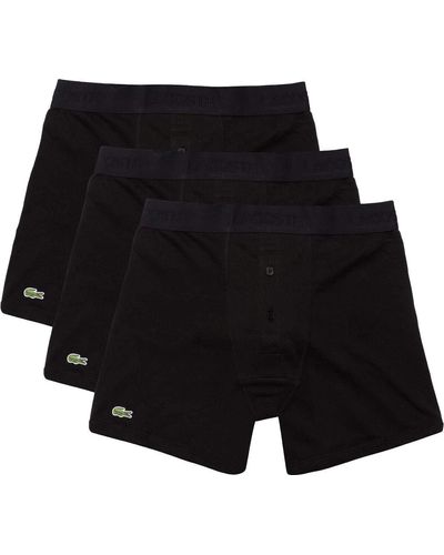 Lacoste Mens Essentials Classic 3 Pack 100% Cotton Boxer Briefs - Black