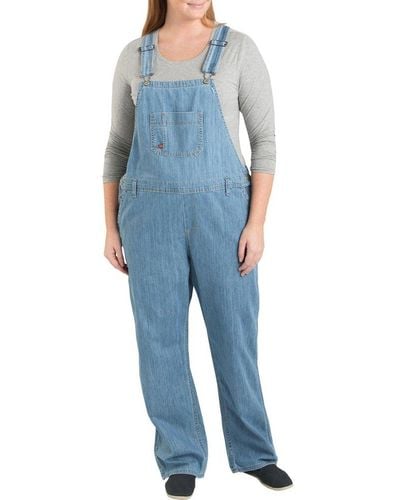 Dickies Womens Plus Size Denim Bib Overalls - Blue