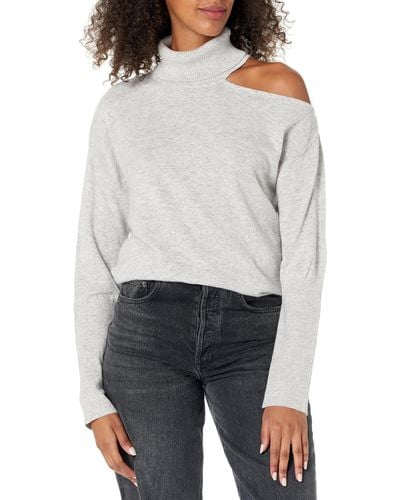 Guess Long Sleeve Eve Cutout Shoulder Sweater - Gray