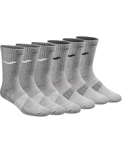 Saucony Multi-pack Mesh Ventilating Comfort Fit Performance Crew Socks - Gray