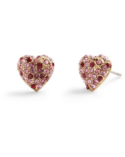 COACH S Pavé Heart Stud Earrings - Pink