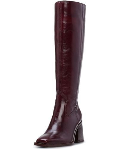 Vince Camuto Sangeti Stacked Heel Knee High Wide Calf Boot Fashion - Red