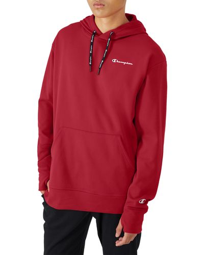 Champion , Game Day Moisture-wicking Breathable Stretch Hoodie, Eclipse Red Small Script