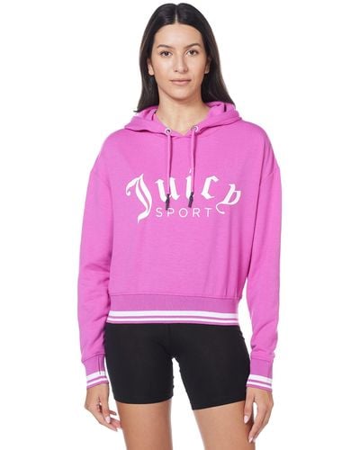 Juicy Couture Cropped Logo Pullover Hoodie - Pink