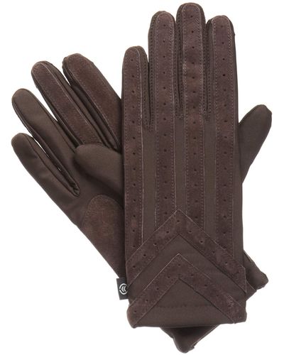 Isotoner Mens Stretch Classics Fleece Lined Cold Weather Gloves - Brown