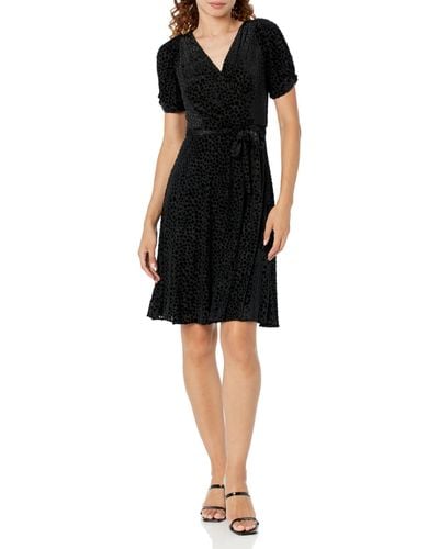 DKNY Knot Sleeve Fit And Flare Dress - Black
