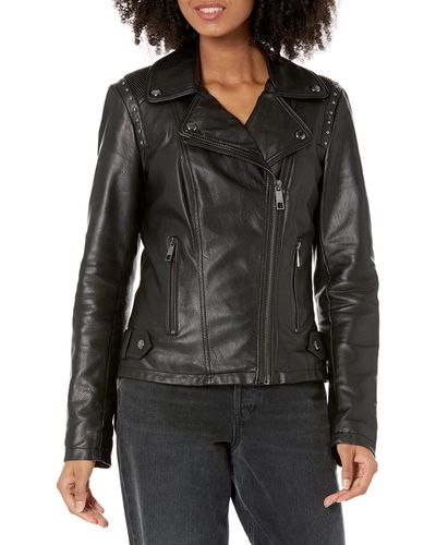 Guess Essential Camille Leather Jacket - Black
