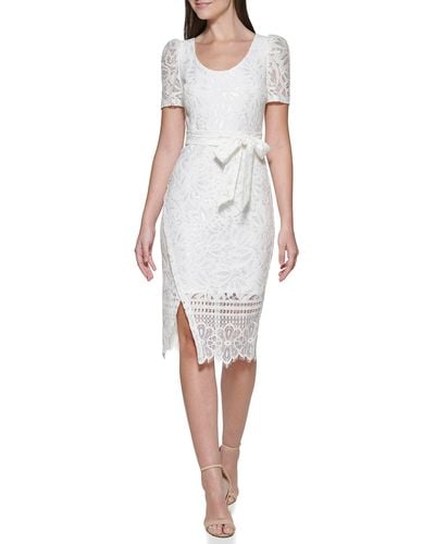 Kensie Midi Lace Dress - White
