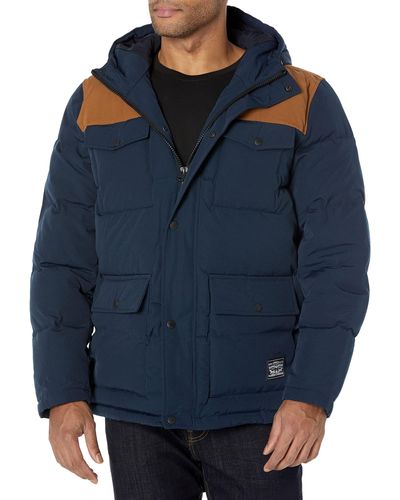 Levi's Quilted Four Pocket Parka Hoody Jacket - Blue