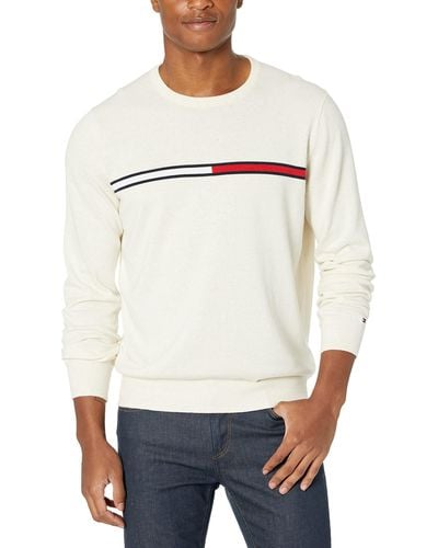 Tommy Hilfiger Mens Flag Crewneck Sweater - White