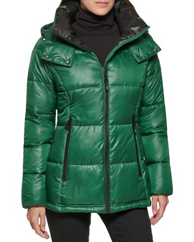 Kenneth Cole Horizontal Zip Puffer Jacket - Green