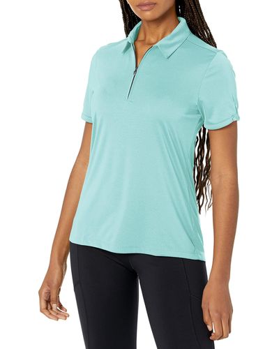 Greg Norman Collection Ml75 S/s Zip Polo - Blue