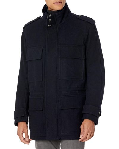 Andrew Marc Wool 4 Pocket Jacket With Removable Bib - Blue