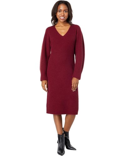Vince Fitted Dolman Sleeve Dress - Red