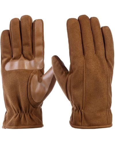 Isotoner S Microfiber Touchscreen Texting Warm Lined Cold Weather With Water Repellent Technology Gloves - Brown