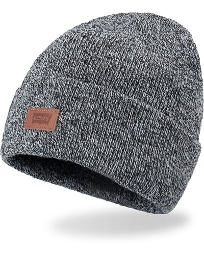 Levi's 's Classic Warm Winter Knit Beanie Hat Cap Fleece Lined For And - Gray